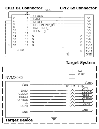 Connection for the NVM3060 device