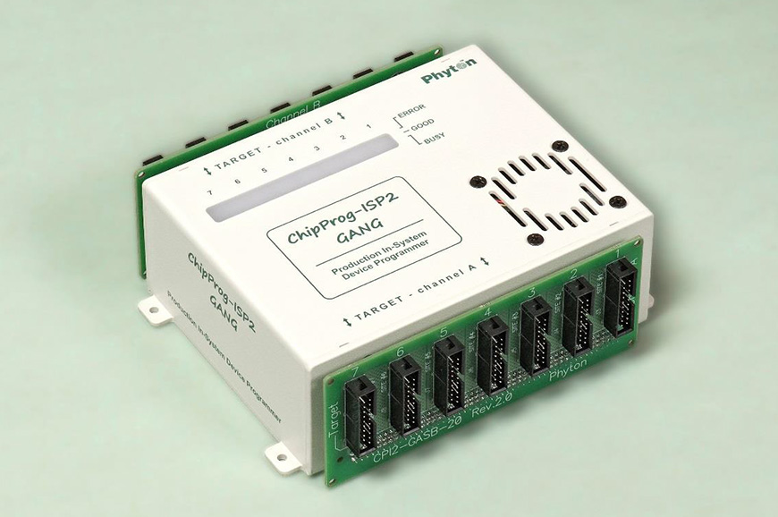 CPI2-Gx device programmer with docked CPI2-GASB-7/20 - CPI2-GBSB-7/20 splitter boards